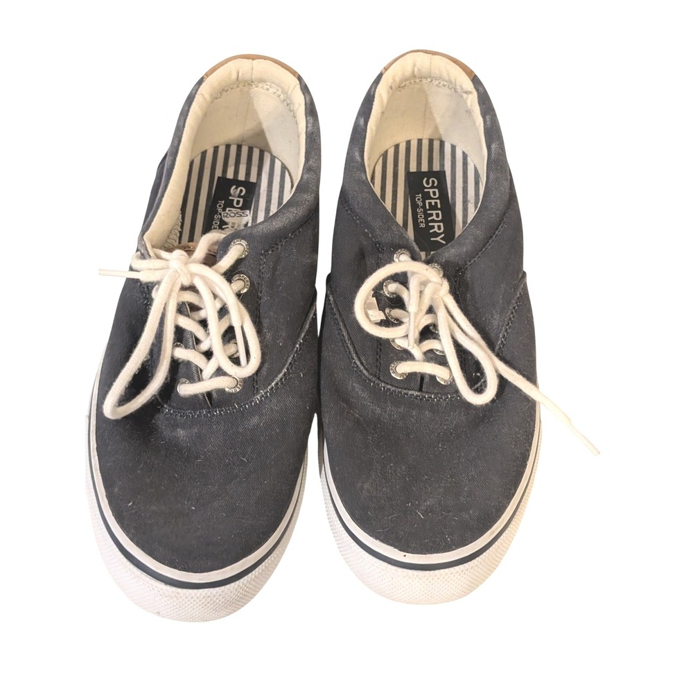 Sperry Men Halyard Sneakers 13 Navy Blue Canvas Lace Up Boat Shoes Preppy Costal